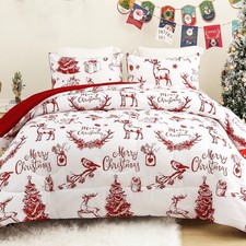 Christmas Twin Comforter Set, 2 Pieces Reversible Winter Bedding Comforters T...