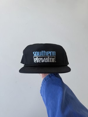 Schwarze Southern Elevator Vintage Baumwolle Arbeitskleidung Druckknopflasche Trucker Kappe