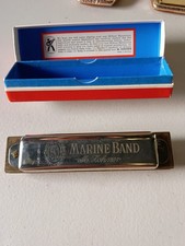 Vtg Marine Band Harmonica M Hohner NO 1896 C Key Made In Germany A440 & Box