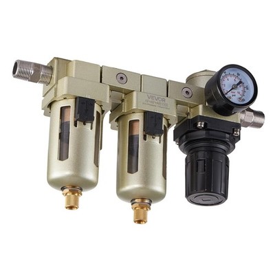 Air Compressor Filter Regulator, 3/8'' NPT Dual Stage Air-Drying System with 25Μm