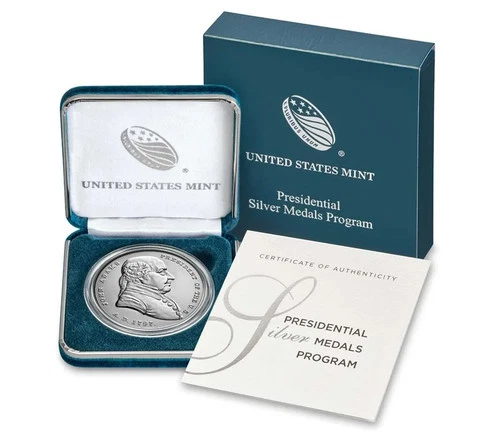 US Mint Presidential 1oz Fine Silver Medal Coin JOHN ADAMS (S802)