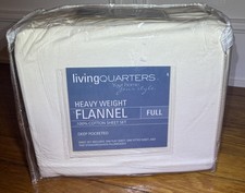 Living Quarters Flannel Sheet Set Cotton Full Size Double Ivory Bon-Ton NEW