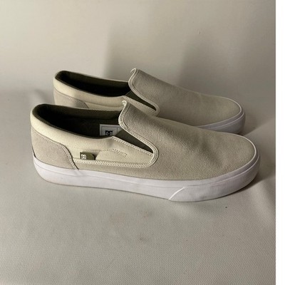 DC Trase Skate Shoes Slip On Sneakers Cream White Suede Canvas Men's Size 11