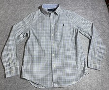Polo Ralph Lauren White Blue Button Up Shirt Boys Size L 14/16 Defect