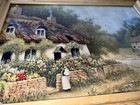 VTG ANTIQUE Wood Frame Serving Tray Country Cottage R. Thornton ? Behind Glass — photo 3