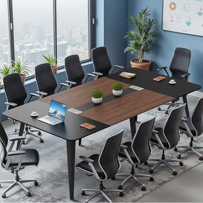 Furmax 8FT Conference Table, 94.48  Meeting Seminar Table with Cable Grommets