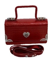 Red Hand Bag Cross Body Strap Magnetic Closure Cell Phone Holder 8 1/2  x 4 5/8  