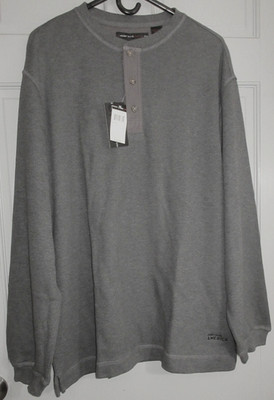 New $52 TAG PERRY ELLIS AMERICA SIZE XL MEN HENLEY button long sleeve shirt top