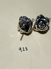 925 Sterling Silver Rose Flower Stud Earrings, Butterfly Back, Hollow, No Stone