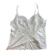 Vintage Vanity Fair White Nylon Satin Lace Tank Top Cami Style 17-752 Sz 40/46