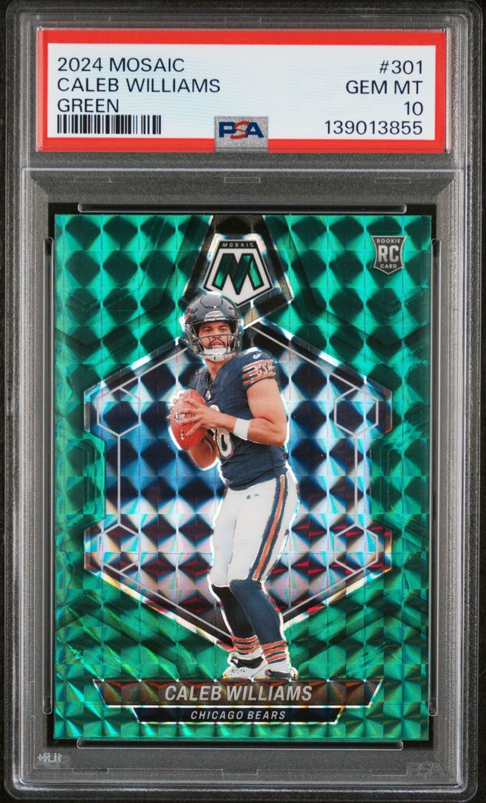 Caleb Williams 2024 Panini Green Mosaic Prizm Rookie Perfect PSA 10 Gem Mint RC