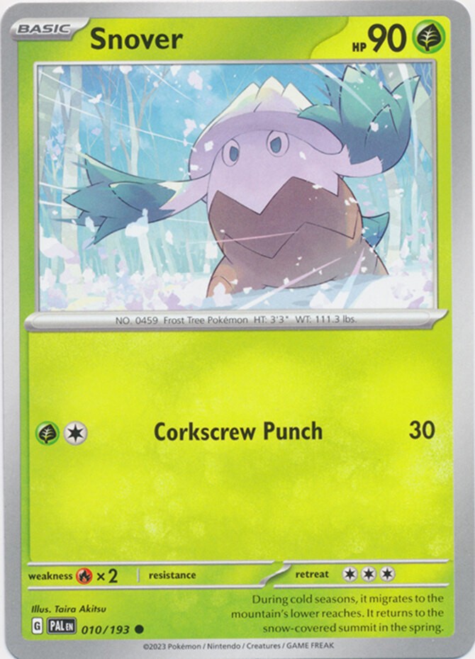 1x (NM) Snover - 010/193 - Common SV Paldea Evolved Pokemon