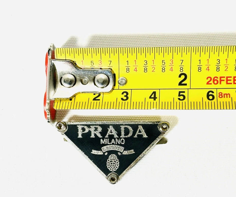 PRADA MILANO DAL 1913 - Black & Silver Badge Only - Metal - Purse Handbag Badge - Image 3 of 3