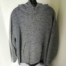 Lou Grey Women s Heathered Knit Pullover Hoodie Cotton Blend Pockets L