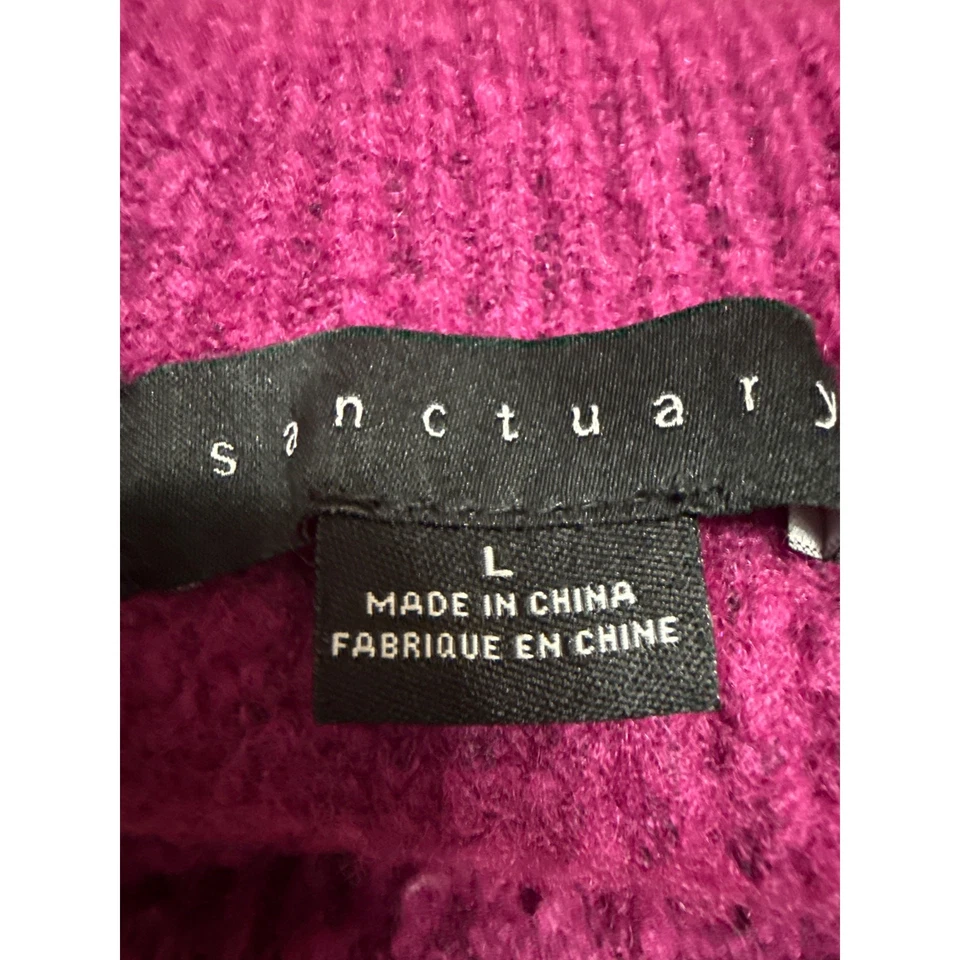 Suéter tejido manga larga cuello tortuga tejido acanalado rosa Sanctuary para mujer talla L Foto 3 de 4