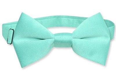 Vesuvio Napoli Boys BOWTIE Solid AQUA GREEN Color Youth Bow Tie