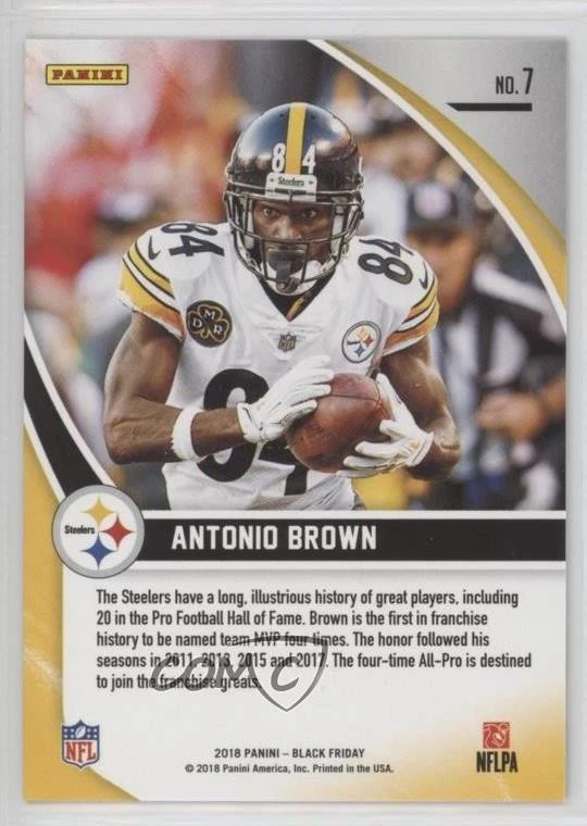 2018 Panini Black Friday Cracked Ice /25 Antonio Brown #7 - Image 2 of 2