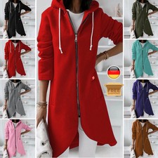 Damen Plus Size Fleece-Jacke | Einfarbiger Kapuzen-Sweatshirt mit Reißverschluss