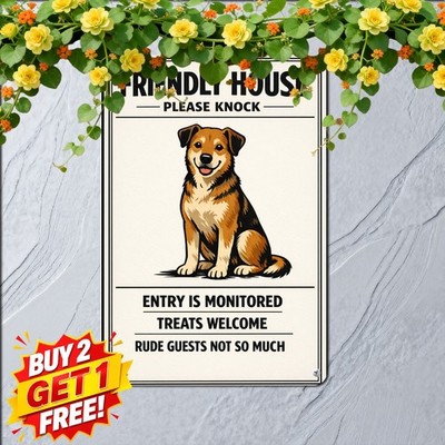 Welcome Rottweiler Dog Metal Sign Rustic Pet Theme Front Door Tin Wall Sculpture