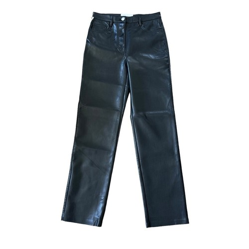 NEW Aritzia Wilfred The Melina Pant Black Vegan Faux-Leather High Rise 4