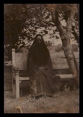 Woman On Bench Horror Photo Card 4x5.5 Dark Gothic Portrait