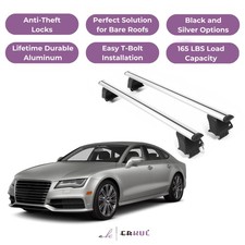 Erkul Roof Rack Crossbars For Audi A7 2012-2018 Naked Roof Aluminum Silver Erkul Roof Rack Crossbars For Audi A7 2012-2018 Naked Roof Aluminum Silver