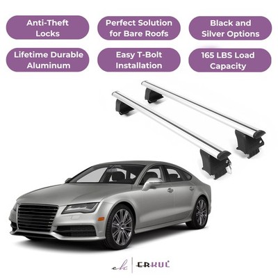 ERKUL Roof Rack Crossbars For AUDI A7 2012-2018 Naked Roof Aluminum Silver