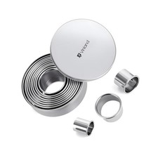 12-Piece 304 Stainless Steel Biscuit Cutter Set - Round Cookie Cutters for Ba...