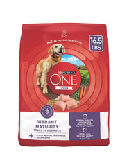 Purina One Dry Dog Food Vibrant Maturity Real Chicken, 16.5 lb
