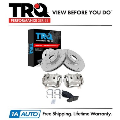 TRQ Front Brake Calipers Ceramic Pads Drilled Rotors for Infiniti Murano