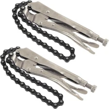2pcs 9" Locking Chain Clamp With 20" Chain Heavyduty Chain Vise Wrench Chain Cla
