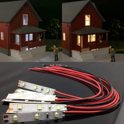 KOKOLOGGO LED Beleuchtung Hausbeleuchtung mit 40cm Kabel Licht Häuser RC H0 TT N 10 Stück