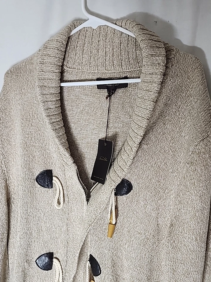 Tasso Elba мужской средний элегантный кардиган свитер на молнии переключатель застежка бежевый - Изображение 2 из 4