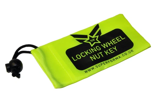 FLUORESCENT YELLOW LOCKING WHEEL NUT/BOLT KEY TOOL BAG UNIVERSAL CAR VAN