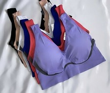 3- 6 Sports Bras Yoga Active Wear Workout Bra Wireless Comfy Cami Top Reg Plus