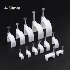 8-500PC Nail wire cable Wire clip for Wall Round U type Double nail White 4-50mm