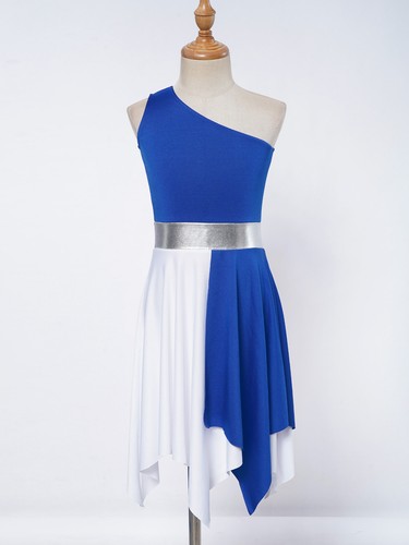Girls Praise Dance Dress Tunic Color Block Ballet Lyrical Modern Dance AU - Picture 7 of 61