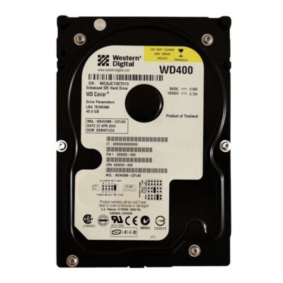 HDD 40 Go Western Digital CAVIAR WD400BB-22HEA1, 3,5 (IDE PATA, 7200