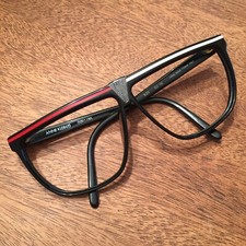 VTG 80s 90s ANNE KLEIN CORTINA ITALY Red White Black Frame Glasses Big Eye 62