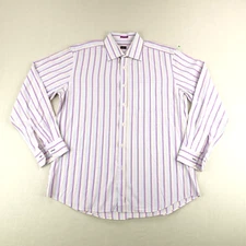 Paul Smith Shirt Mens XL Purple Blue Stripes Button Up Long Sleeve 17.5 44 Italy