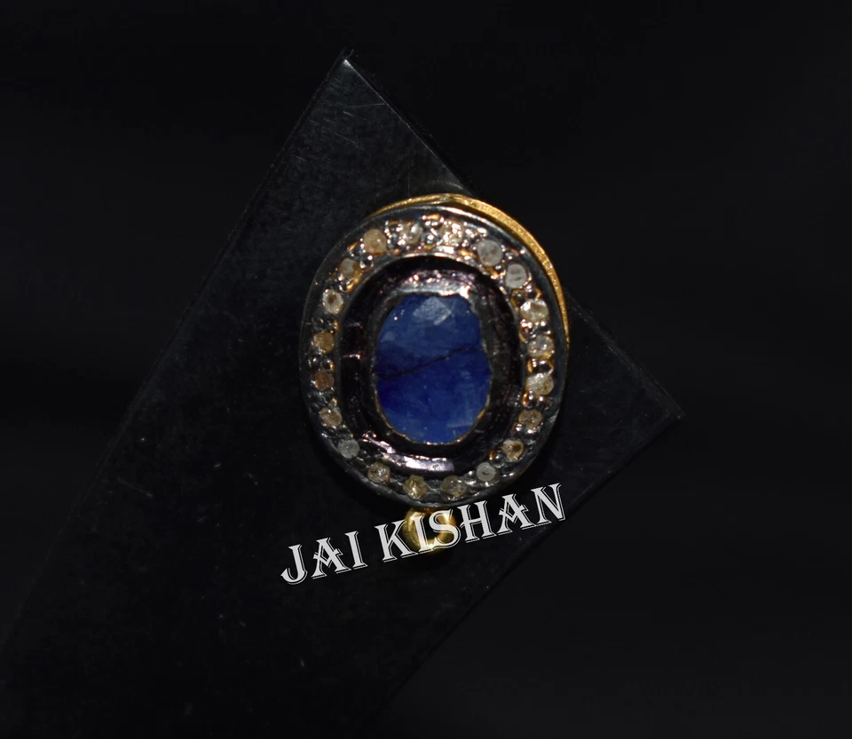 Orecchino Dainty In Argento Sterling 925 Con Zaffiro Blu E Diamanti Pave - Immagine 4 di 4