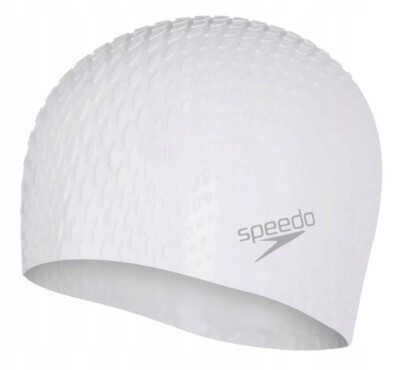 Speedo Unisex ACTIVE BUBBLE CAP  Badekappe Schwimmkappe Badehaube WHITE