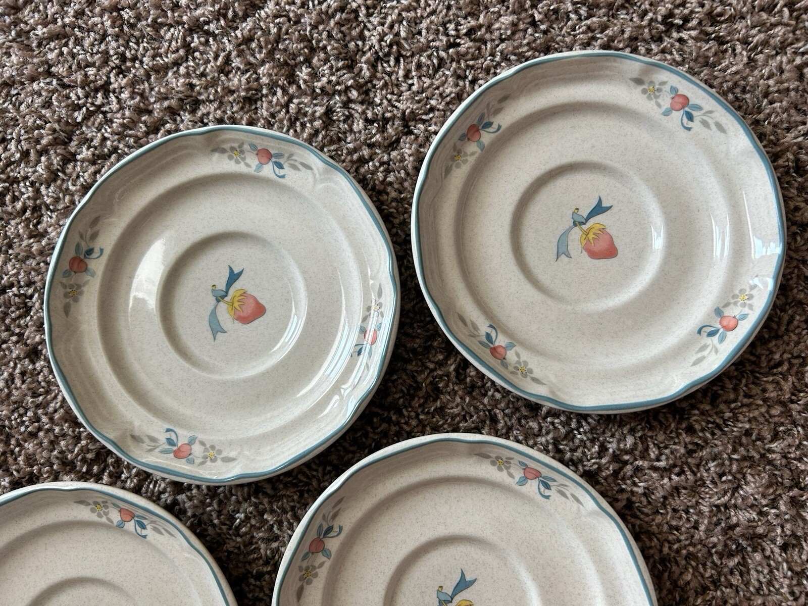 Set of 4 Vintage International Tableworks Marmalade Strawberry Saucers Plates