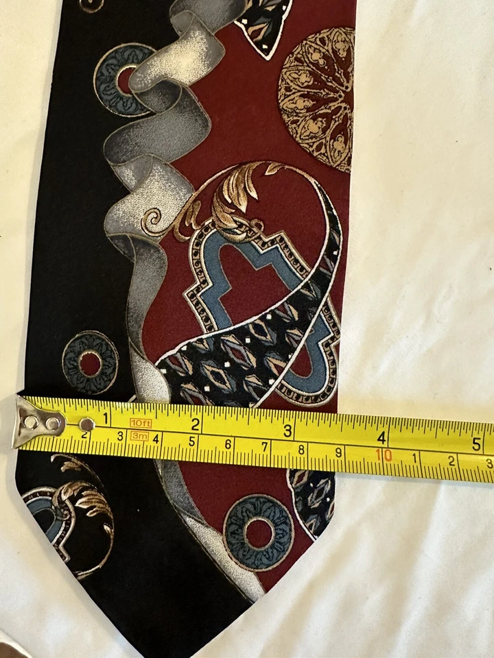 CORBATA VINTAGE PURITANA EDICIÓN ESPECIAL NEGRA ABSTRACTA FLORAL MARRÓN BEIGE Foto 2 de 4