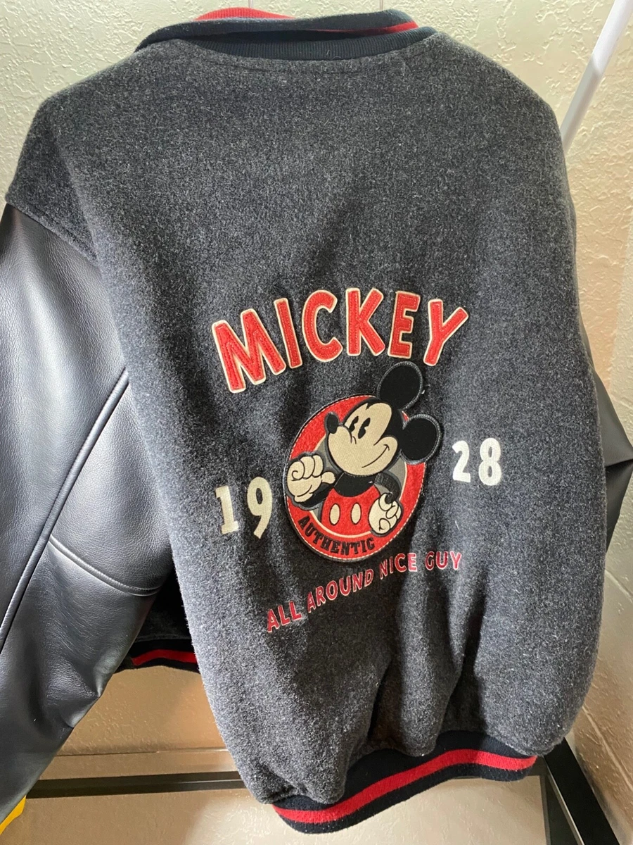 Disney Mickey Mouse Club Letterman Varsity Jacket Leather Wool