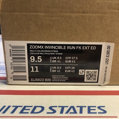 Nike ZoomX Invincible Run 'Exeter Edition' New Men's Size 9.5