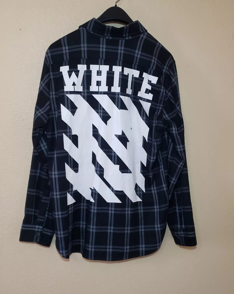 OFF-WHITE 13 FLANNEL SHIRT LONG-SLEEVE BLACK COLOR MENS SIZE LARGE