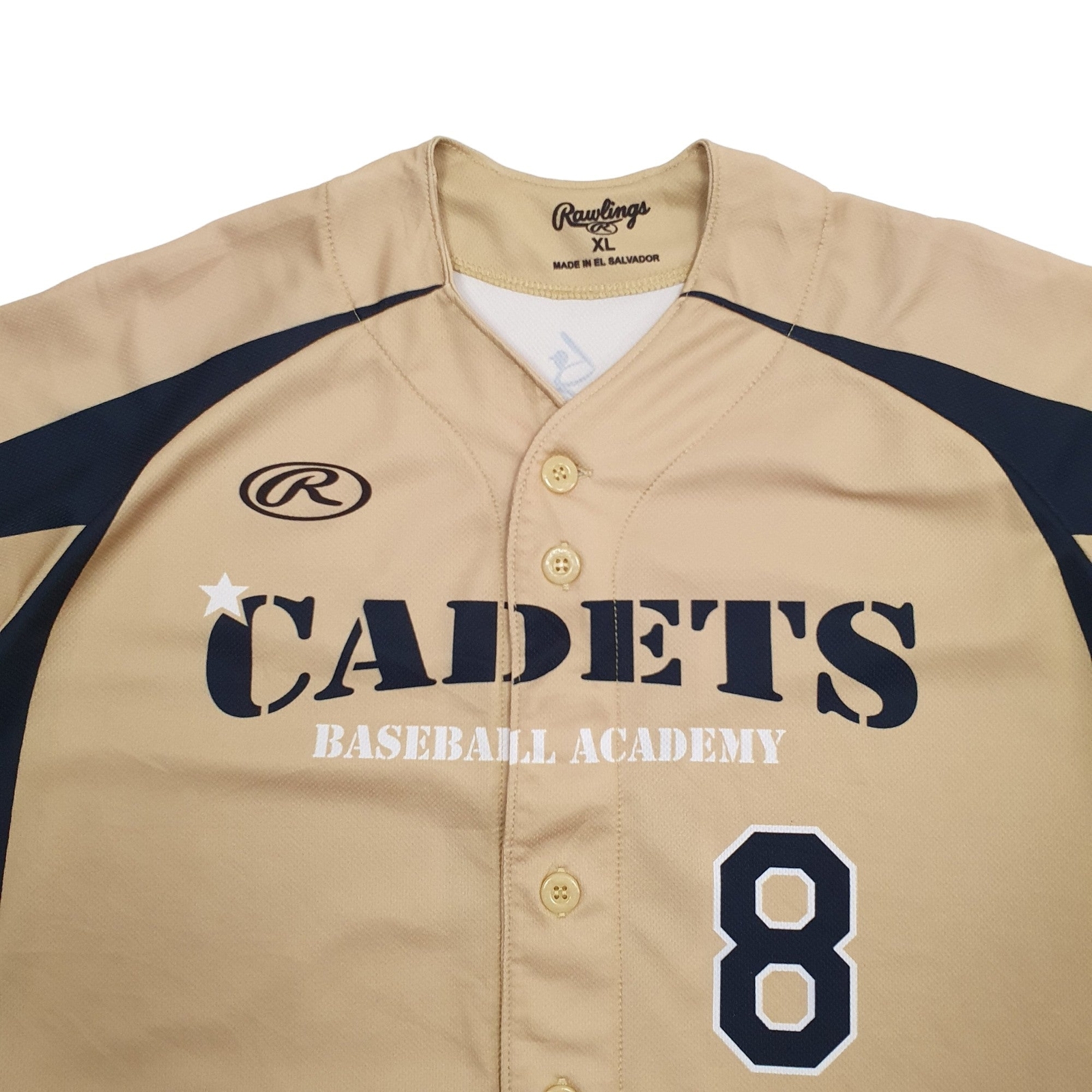 RAWLINGS Gold T Shirt Tee Baseball Jersey Cadets Short Sleeve Polyester Mens XS image 3
