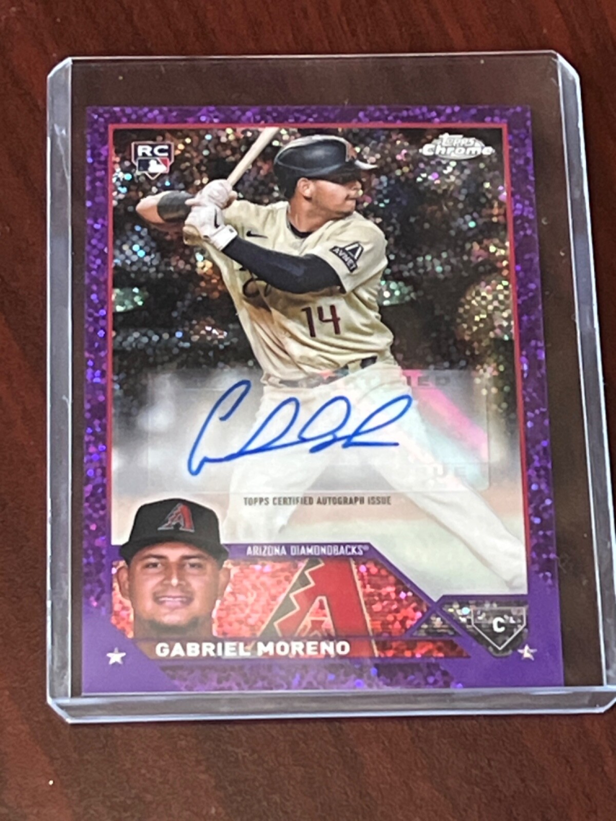2023 Gabriel Moreno Topps Chrome Update Auto Purple Speckle /299 RC Diamondbacks