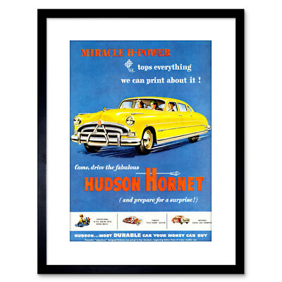 Vintage Anzeige Hudson Hornet Auto Automobil gerahmter Kunstdruck 9 x 7 Zoll